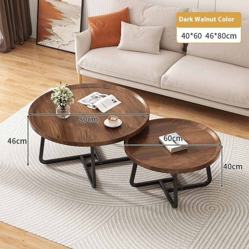 Light Luxury Tea Table Internet Celebrity Solid Wood Tea Table Modern Minimalist Living Room Home Small Apartment Round Combination Tea Table
