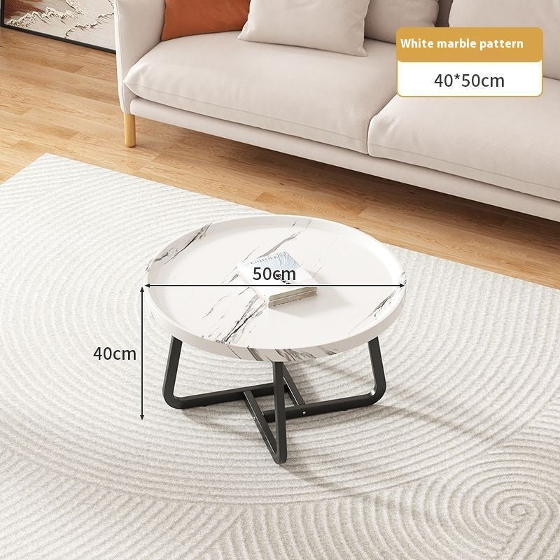 Light Luxury Tea Table Internet Celebrity Solid Wood Tea Table Modern Minimalist Living Room Home Small Apartment Round Combination Tea Table